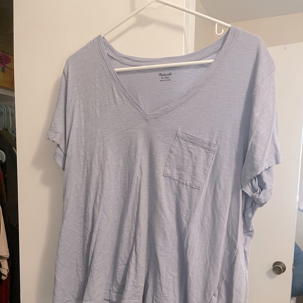 Madewell | NWT Whisper CottonV-Neck Pocket Tee in Baby Blue